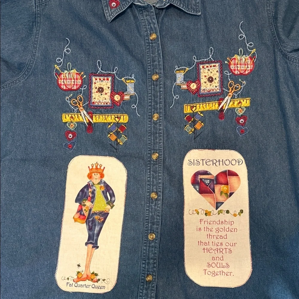 Bobbie Brooks Blue Kids Shirt with Colorful Embroidery